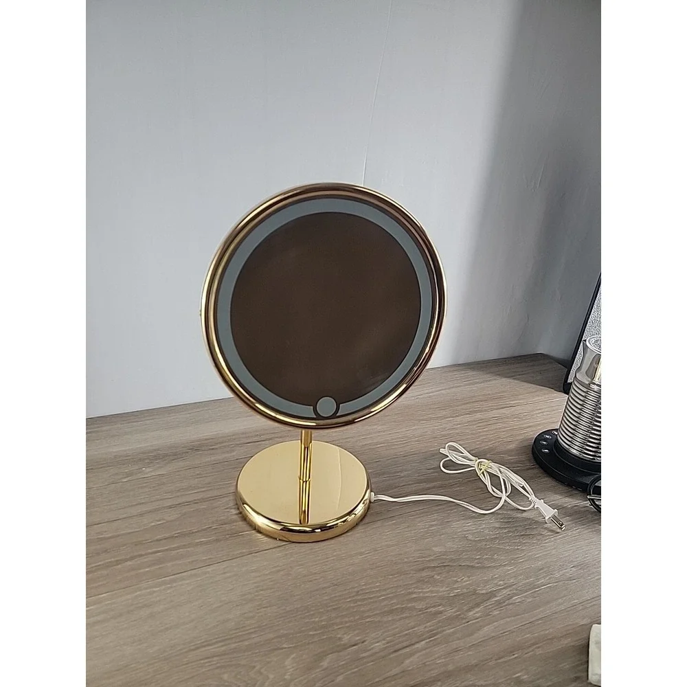 Underwriters Laboratories Makeup Mirror 3X Gold & White Portable Vintage